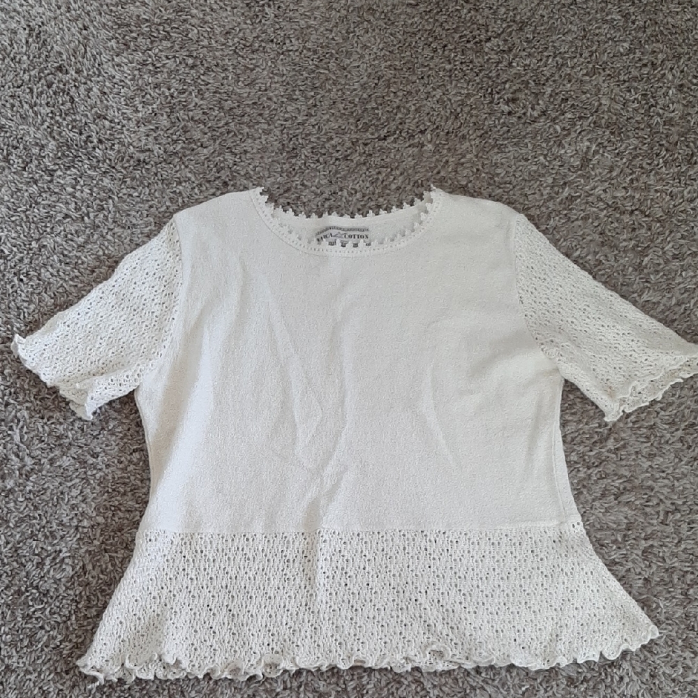 Elegant Cream Lace Trim Blouse
